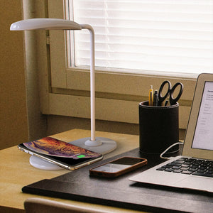 10W LED Desk Lamp with phone Wireless Charger  USB Charging Port  Dimmable Eye-Caring Office Lamp for Work  Folding Design