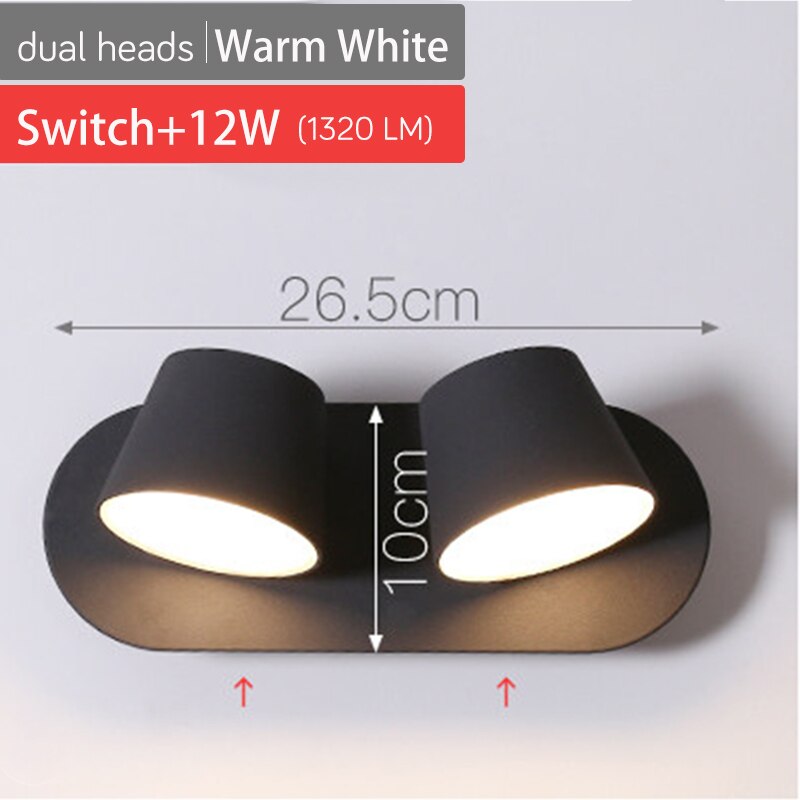 350° Rotating Remote Control Dimmable LED Wall Lamp for Reading Free Rotation