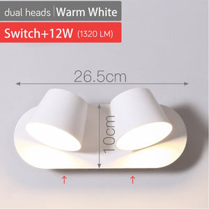 350° Rotating Remote Control Dimmable LED Wall Lamp for Reading Free Rotation