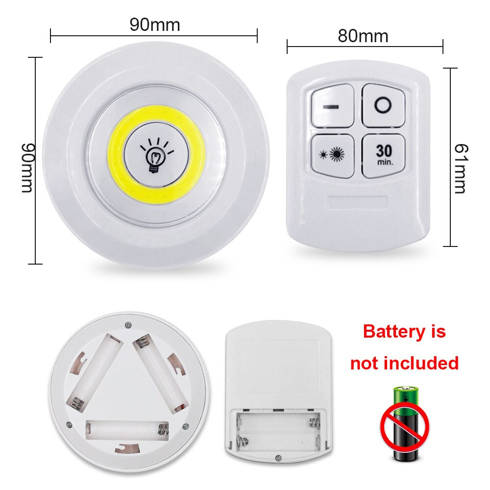3W COB Adjustable LED Remote Control Night Light Suitable for Kitchen Wardrobe Stairs Corridor Emergency Light