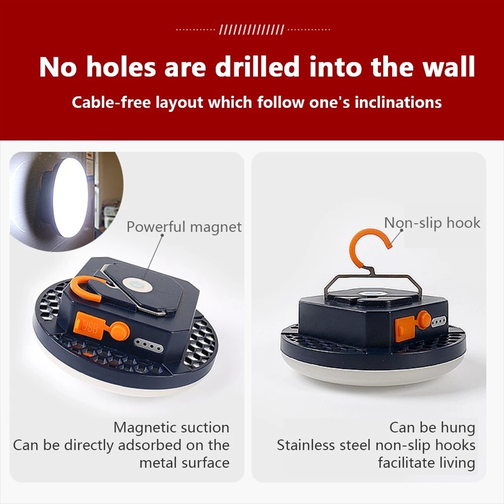 9900 6600mAh LED Tent Light Rechargeable Lantern Portable Emergency Night Market Light Outdoor Camping Bulb Lamp Flashlight Home