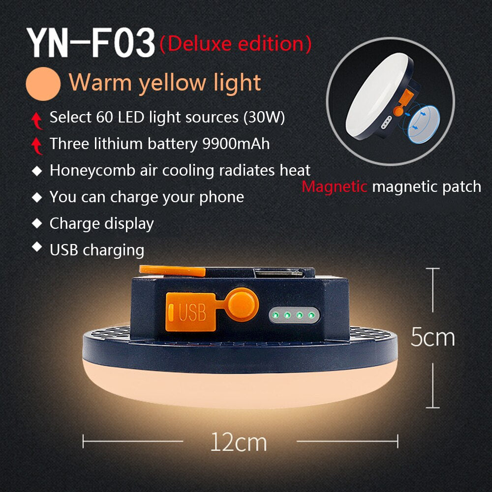 9900 6600mAh LED Tent Light Rechargeable Lantern Portable Emergency Night Market Light Outdoor Camping Bulb Lamp Flashlight Home