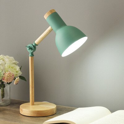 Creative Nordic Wooden Art Iron LED Folding Simple Desk Lamp Eye Protection Reading Table Lamp Living Room Bedroom Home Decor