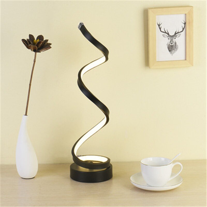 Curved Desk Bedside Lamp Cool White Warm White Light For Living Room Bedroom Reading Light Modern LED Spiral Table Lamp