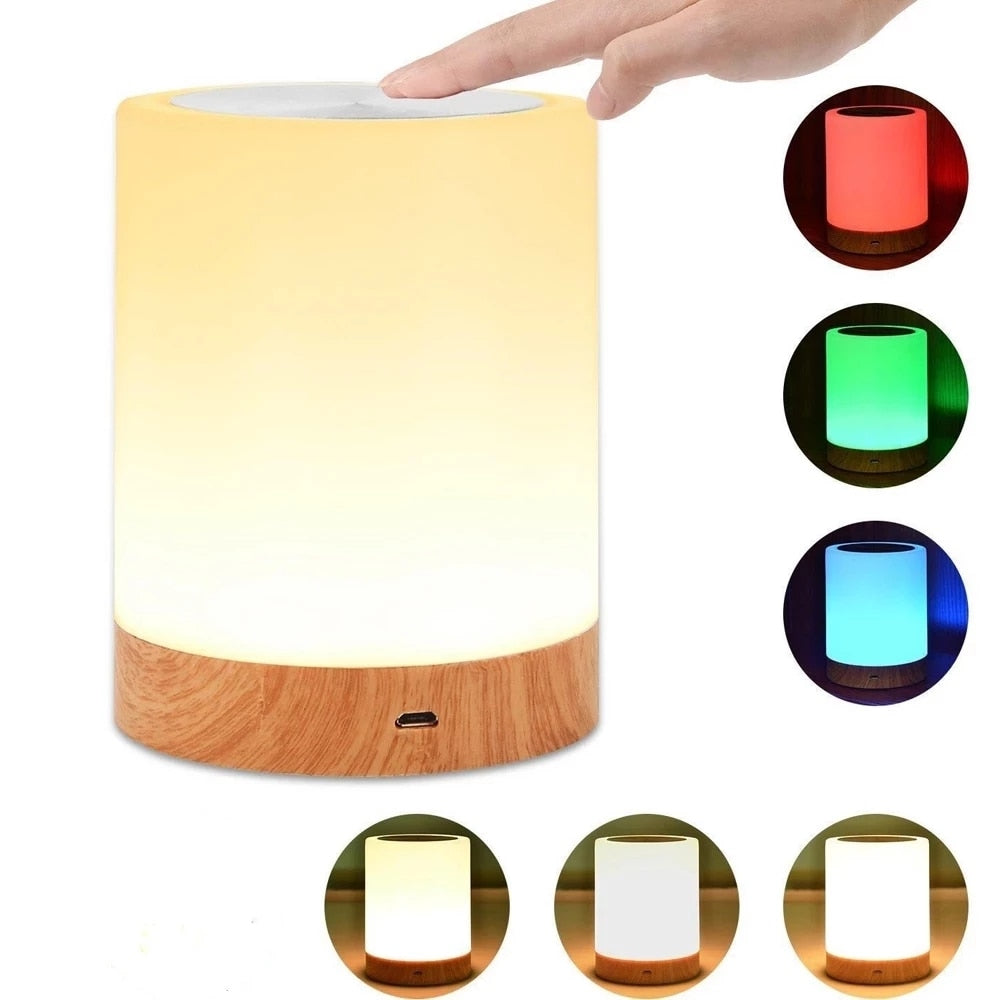 Innovative LED Touch Control Night Light Induction Dimmer Lamp Smart Bedside Lamp RGB Color USB Change Rechargeable Night Lamp