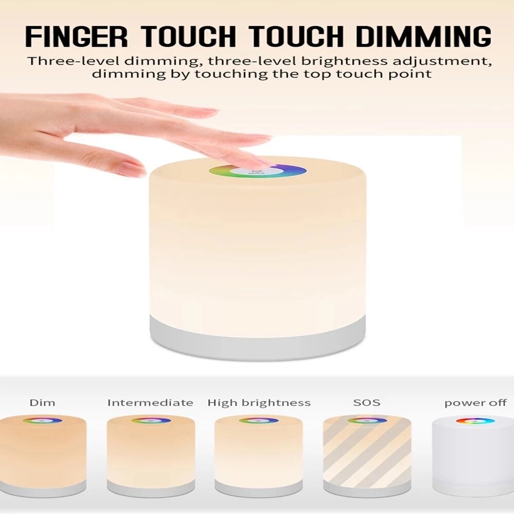 Innovative LED Touch Control Night Light Induction Dimmer Lamp Smart Bedside Lamp RGB Color USB Change Rechargeable Night Lamp