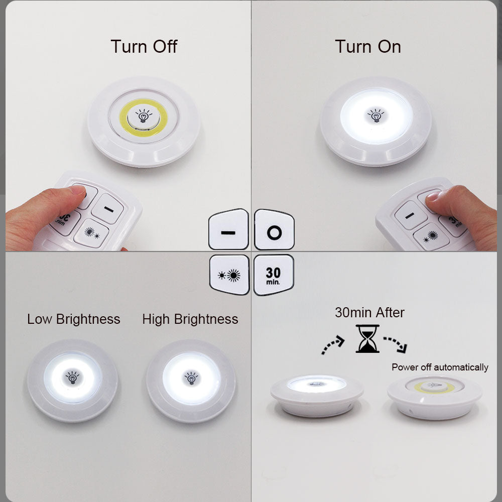 LED COB 3W 3PCS Adjustable Remote Control Touch Tone Wall Lamp Cabinet Kitchen Light Stairs Corridor Emergency Light