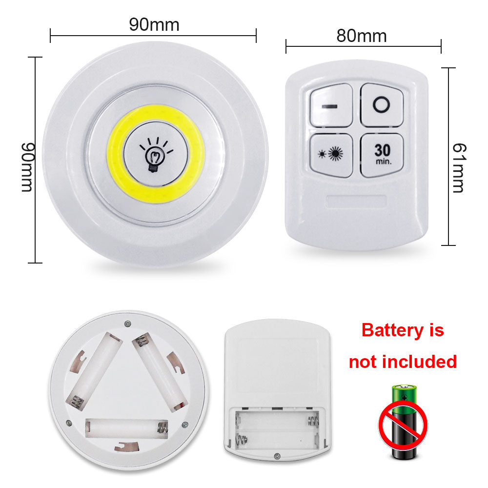 LED COB 3W 3PCS Adjustable Remote Control Touch Tone Wall Lamp Cabinet Kitchen Light Stairs Corridor Emergency Light