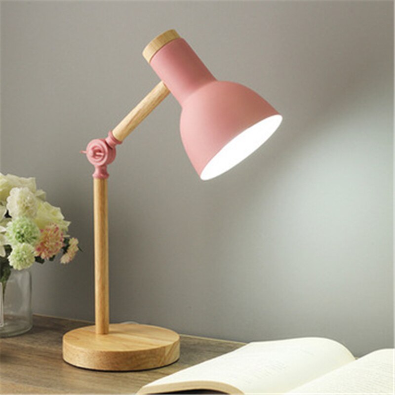 LED Folding Creative Nordic Wooden Table Lamp Art Iron Simple Eye Protection Reading Desk Light Living Room bedside Home Decor