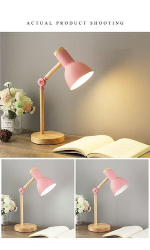 LED Folding Creative Nordic Wooden Table Lamp Art Iron Simple Eye Protection Reading Desk Light Living Room bedside Home Decor