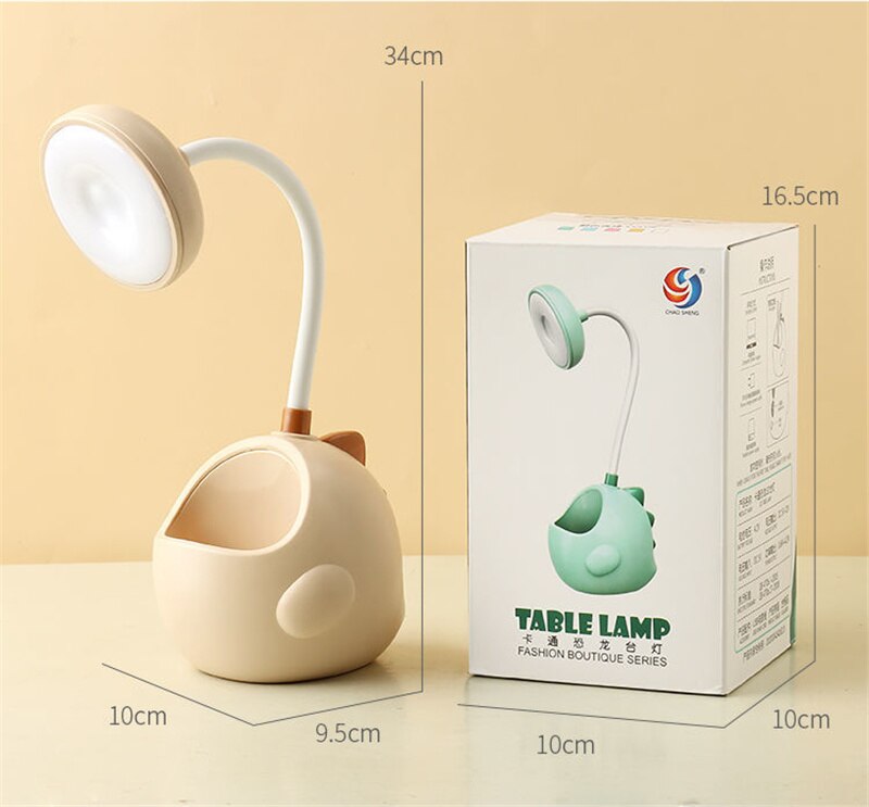 LED Table Lamp USB Rechargeable Flexible Desk Lamp With Pen Holder Cute Dormitory Eye Protection Reading Light Bedside Lamp