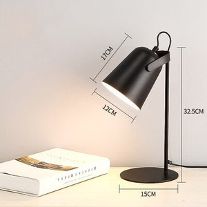 Modern Led Desk Lamp Nordic Lighting Fixture Table College Dorm Reading Living Bedroom Bedside Study Black Indoor Decor Lights