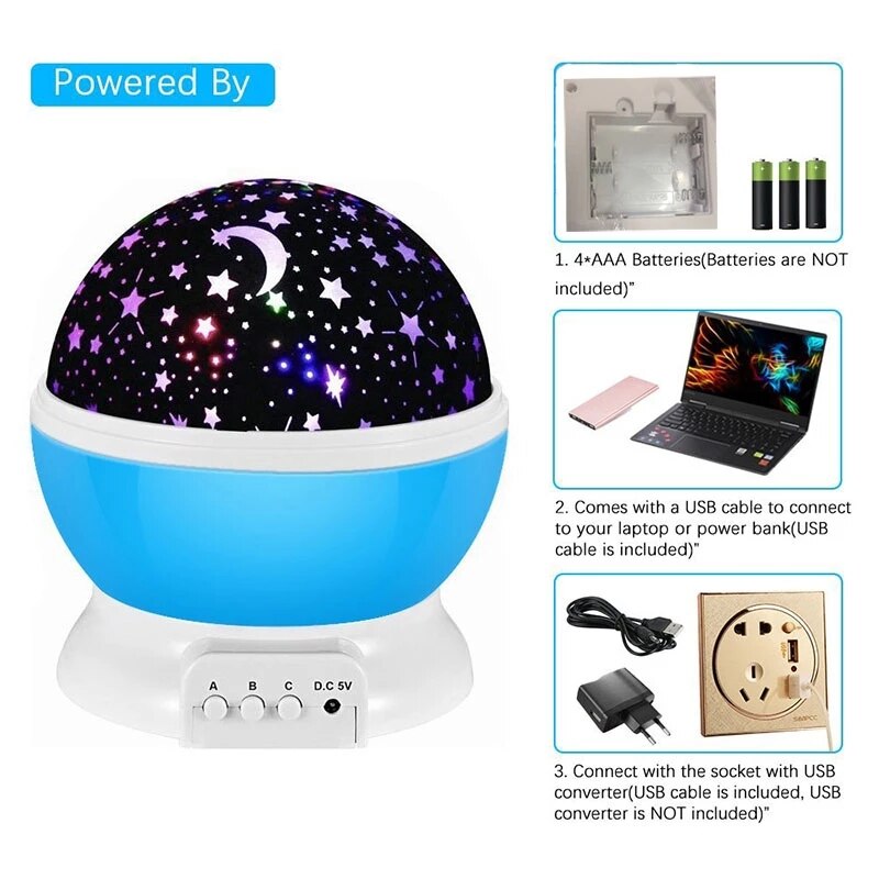 Sky Projector Star LED Moon Galaxy Night Light For Children Kids Bedroom Decor Projector Rotating Nursery Night Light Baby Lamp