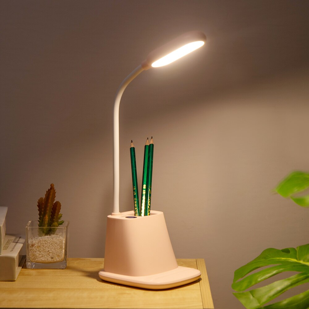 USB Rechargeable LED Desk Lamp Touch Dimming Adjustment Table Lamp for Children Kids Reading Study Bedside Bedroom Living Room