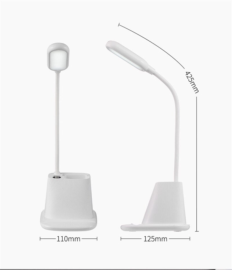 USB Rechargeable LED Desk Lamp Touch Dimming Adjustment Table Lamp for Children Kids Reading Study Bedside Bedroom Living Room