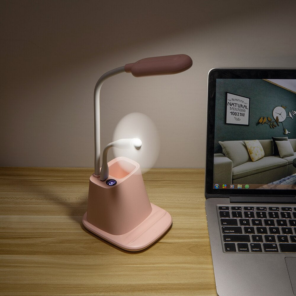 USB Rechargeable LED Desk Lamp Touch Dimming Adjustment Table Lamp for Children Kids Reading Study Bedside Bedroom Living Room